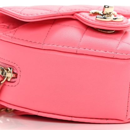 Chanel Lambskin Quilted CC In Love Heart Waist Belt Bag With Chain Pink 9 of 10