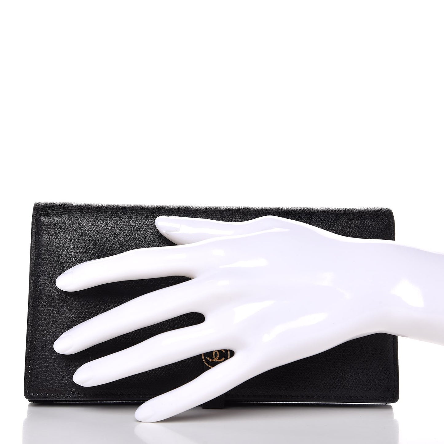 Grained Calfskin CC Button Wallet Black