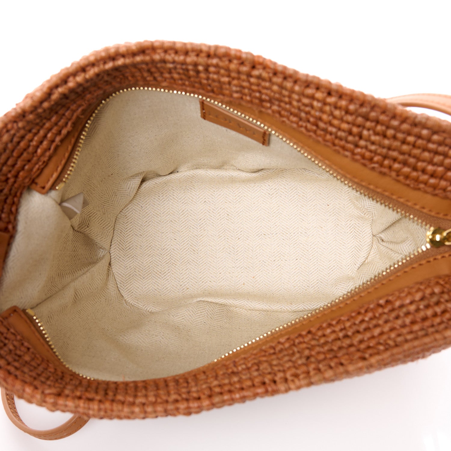 Loewe Calfskin Raffia Slit Pochette Bag Honey Gold 5 of 11