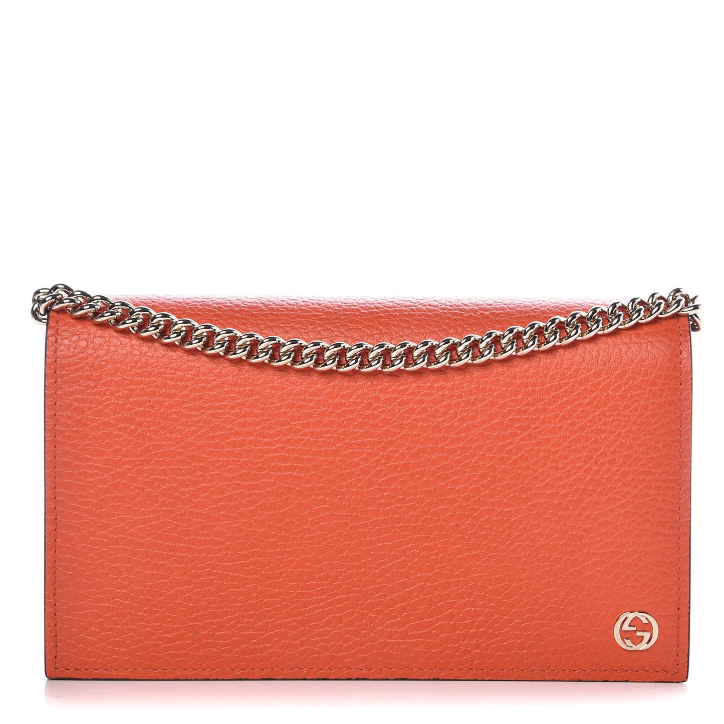 Dollar Calfskin Medium Betty Chain Wallet Sun Orange