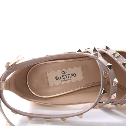 Valentino Garavani Metallic Grained Calfskin Rockstud Crisscross Ankle Wrap 105mm Pumps 37 Rame Poudre 7 of 10
