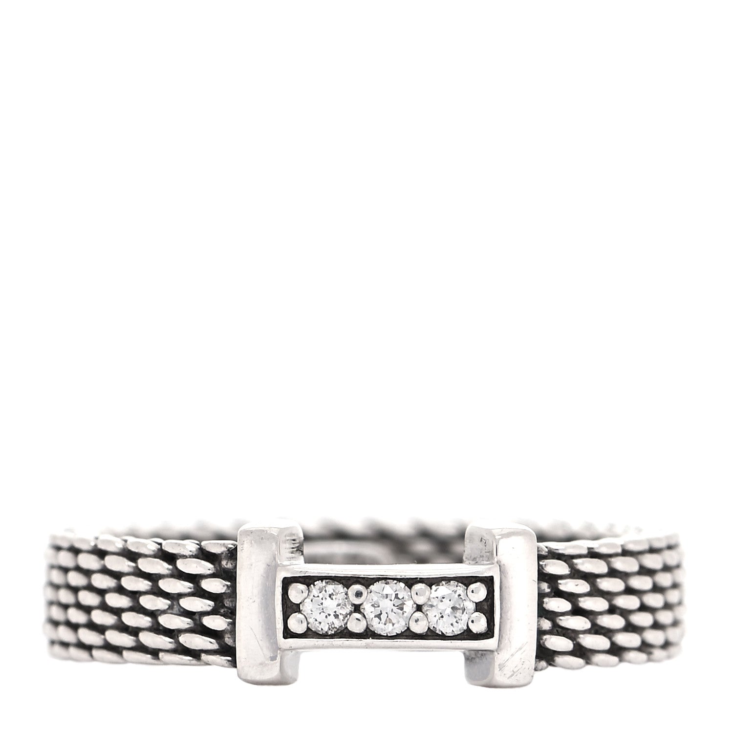 Tiffany Sterling Silver Diamond Narrow Somerset Ring 44 3 1 of 4