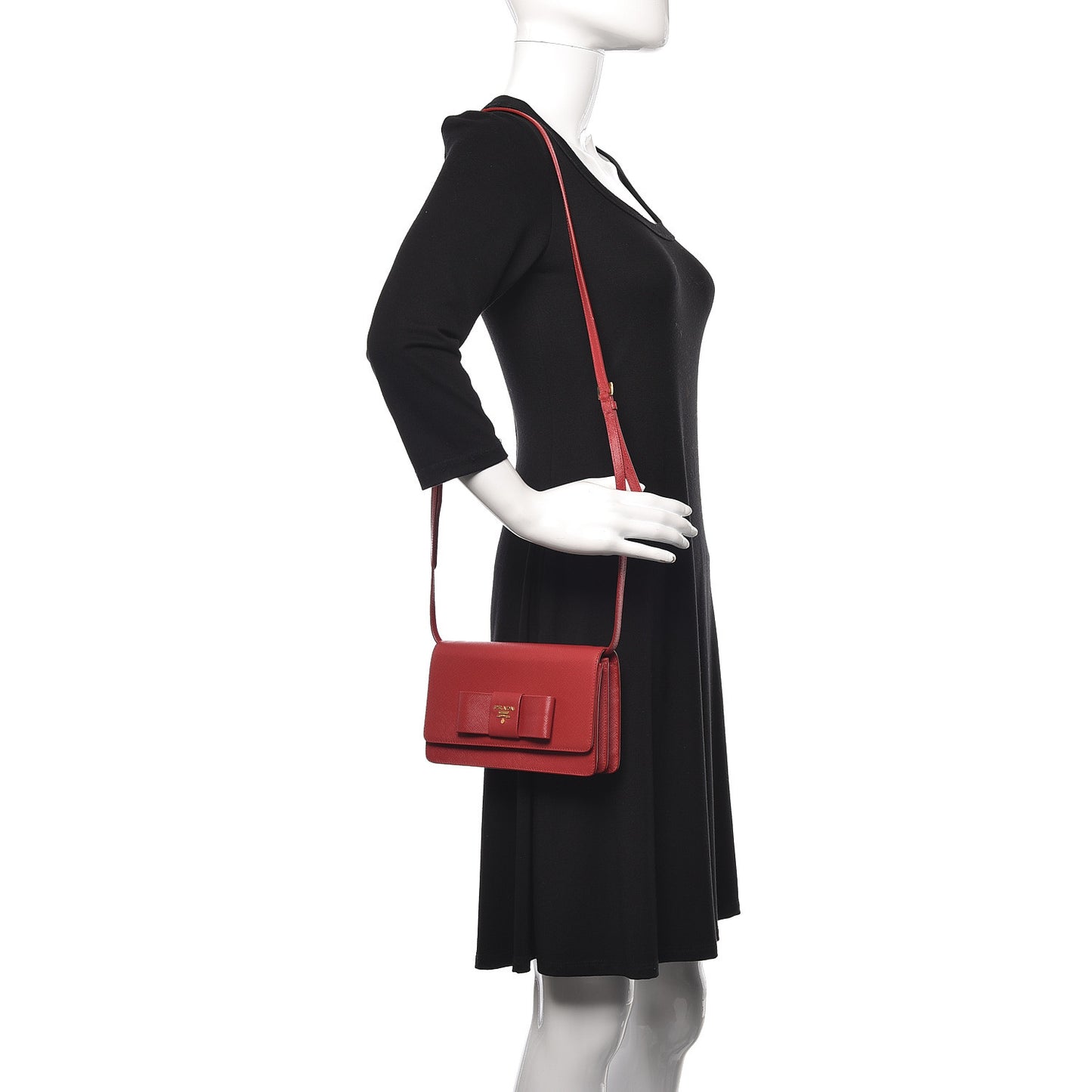 Saffiano Fiocco Bow Flap Wallet Fuoco
