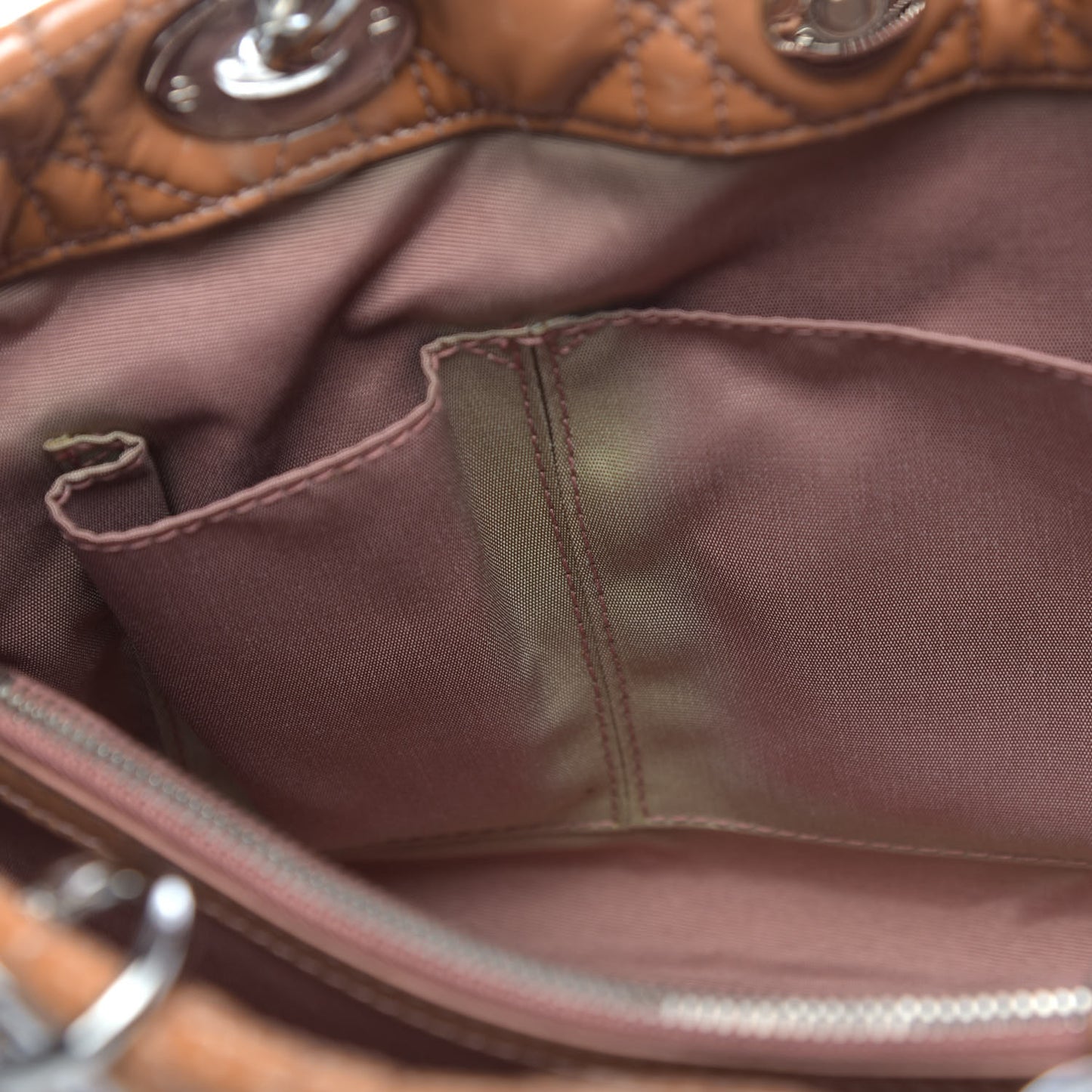 Patent Cannage Medium Dior Soft Shopping Tote Brown