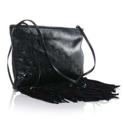 Jimmy Choo Leather Suede Fringe Tita Convertible Clutch Black 5 of 9