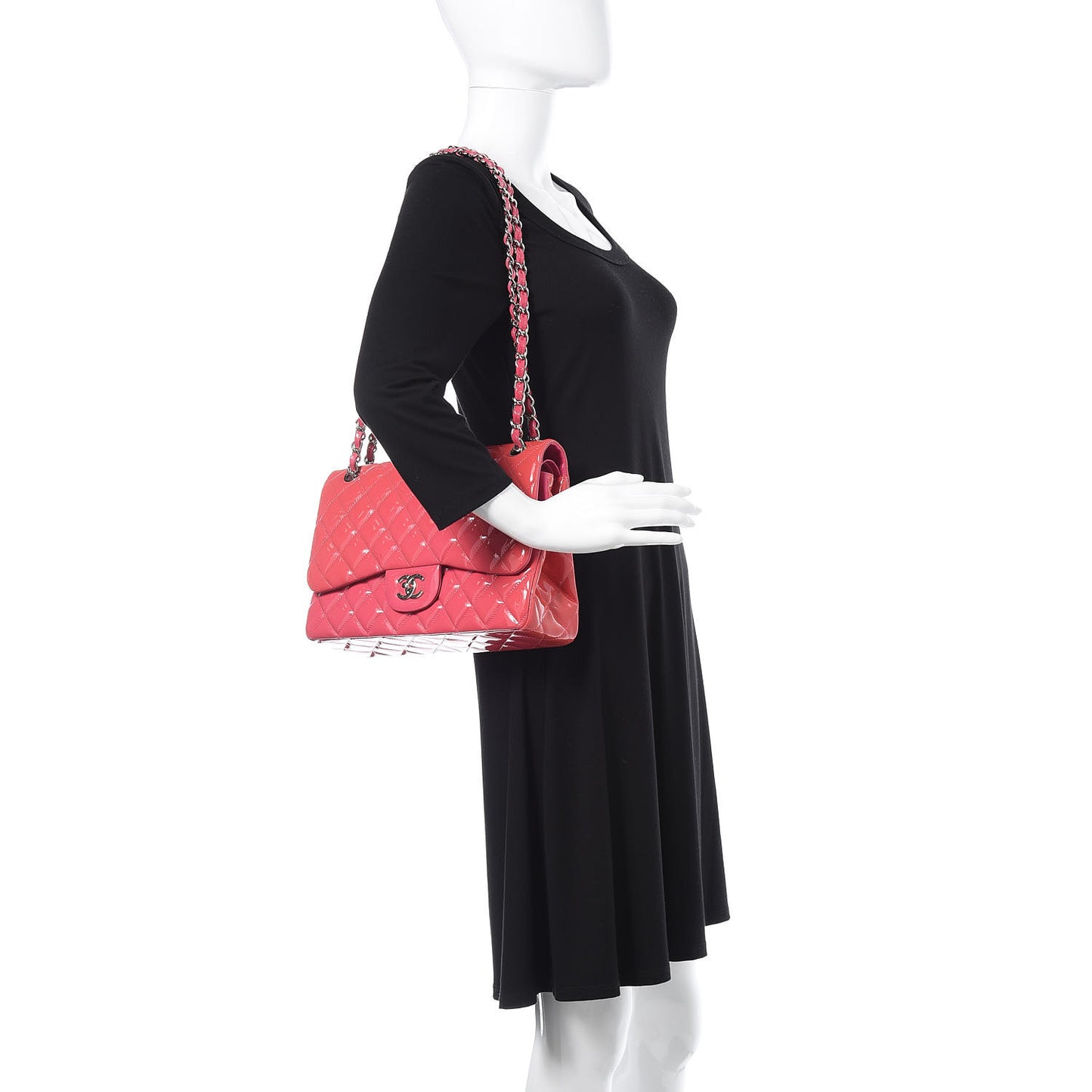 Patent Quilted Jumbo Double Flap Pink