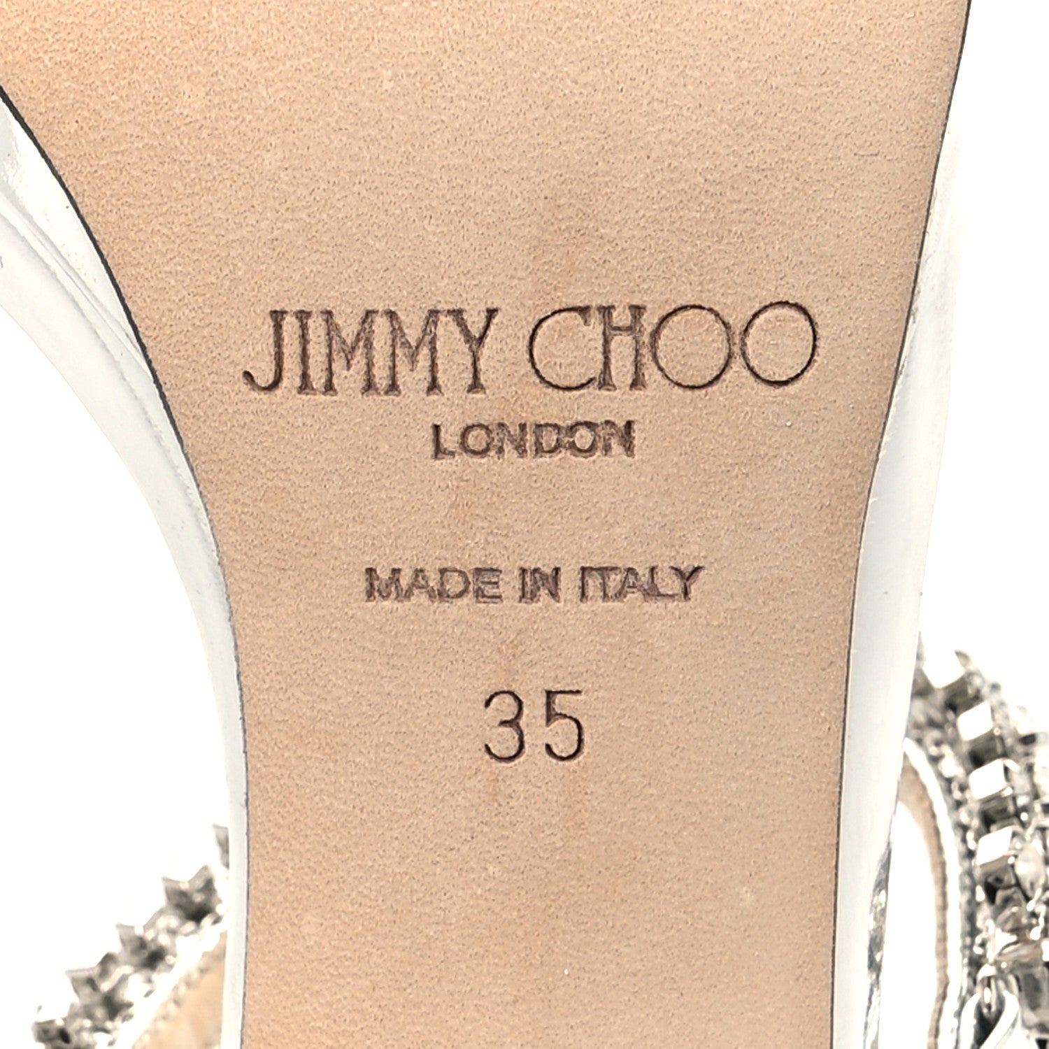 Jimmy Choo Metallic Calfskin Crystal Bing 105 Sandals 35 Silver 6 of 7