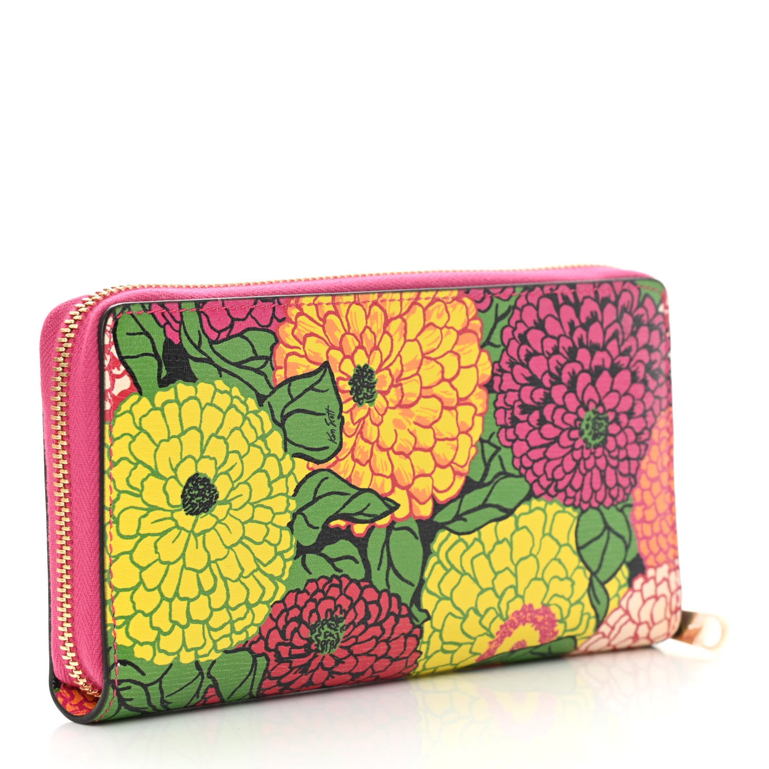 Gucci X KEN SCOTT Shangai Calfskin Pomponica Print Horsebit 1955 Zip Around Wallet Multicolor Fuxia Pompon 3 of 8
