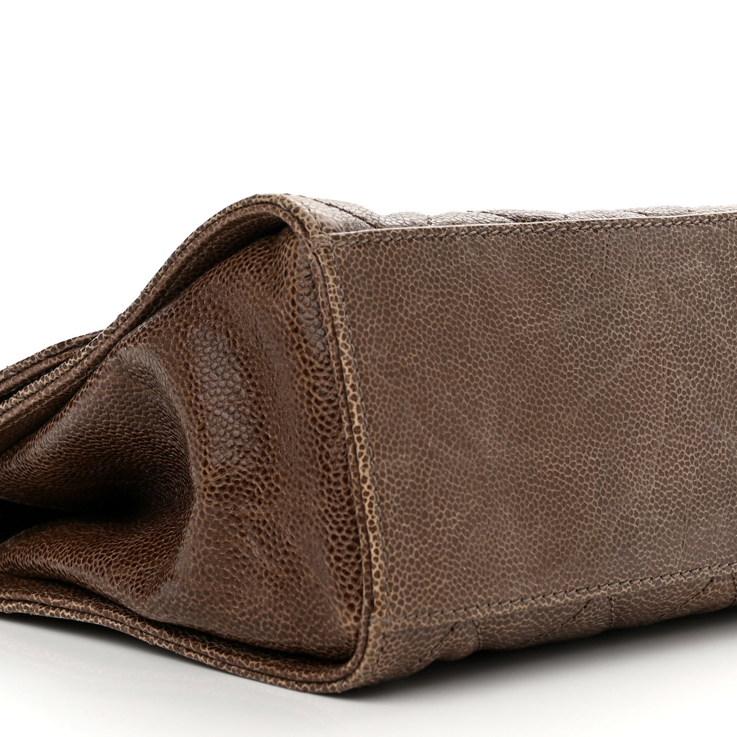 Crumpled Grained Calfskin Jumbo CC Crave Flap Brown