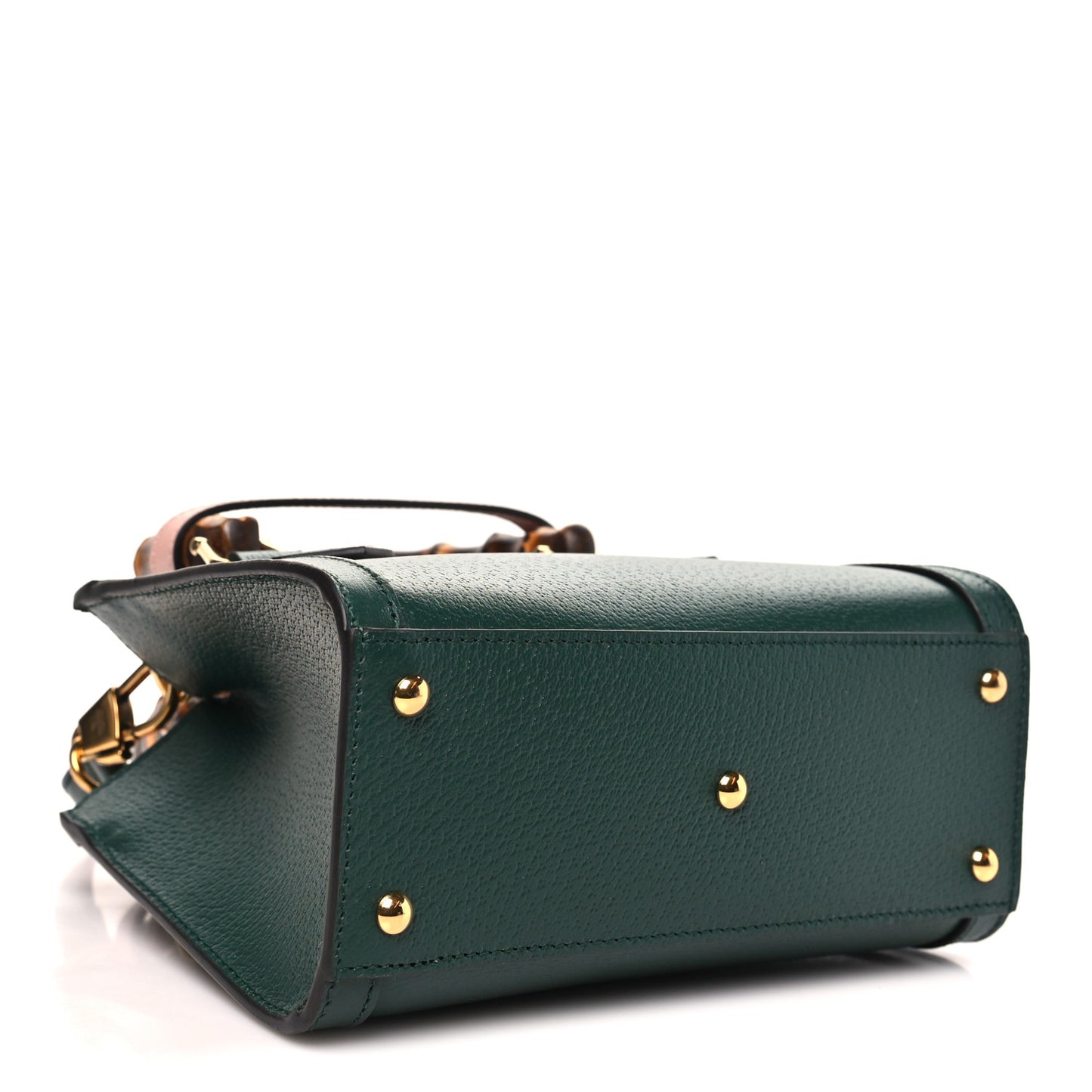 Textured Dollar Calfskin Web Mini Diana Tote Bag Vintage Green Pink