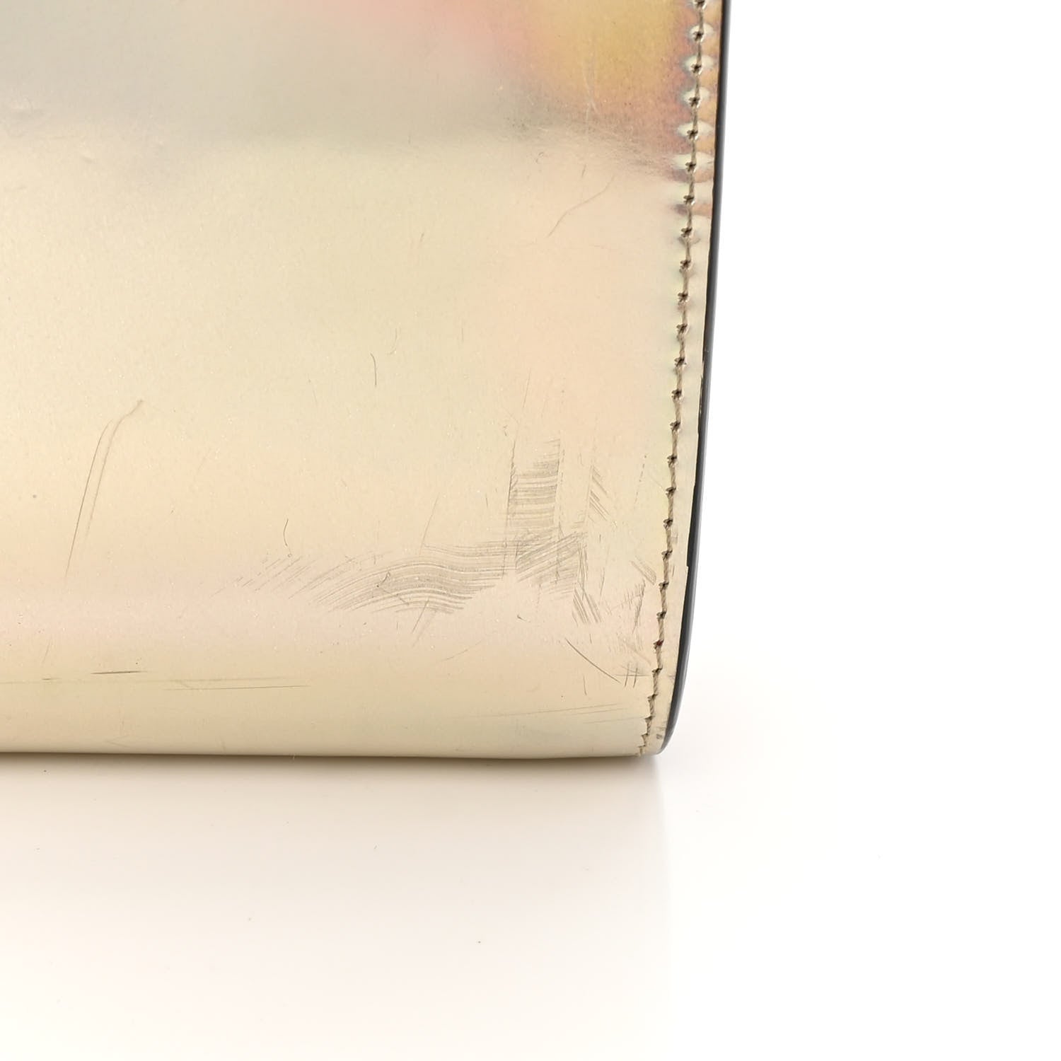 Christian Louboutin Metallic Glitter Patent Calfskin Spikes Boudoir Chain Wallet Silver 17 of 17