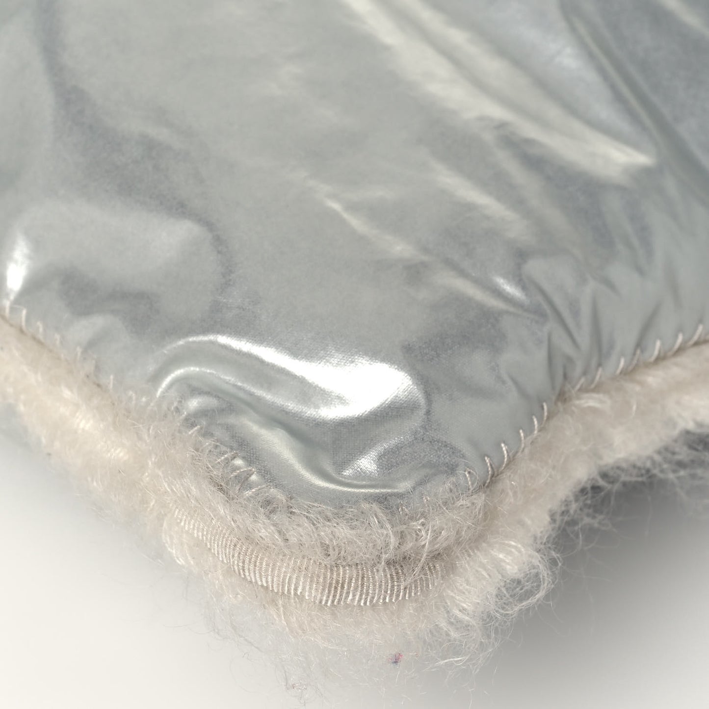 Vinyl Mohair Trimmed CC Bonbons Tote Silver