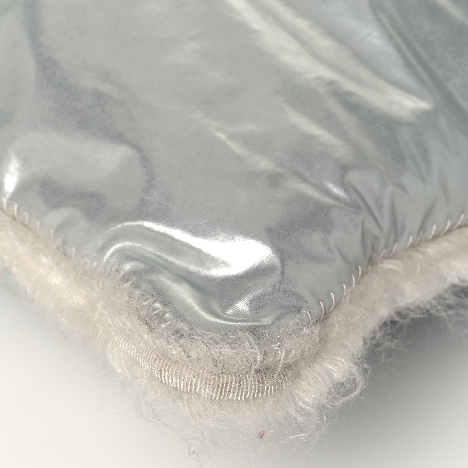 Chanel Vinyl Mohair Trimmed CC Bonbons Tote Silver 10 of 13