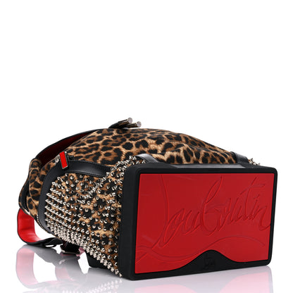 Christian Louboutin Canvas Leopard Print Spiked Explorafunk Backpack Brown 3 of 17