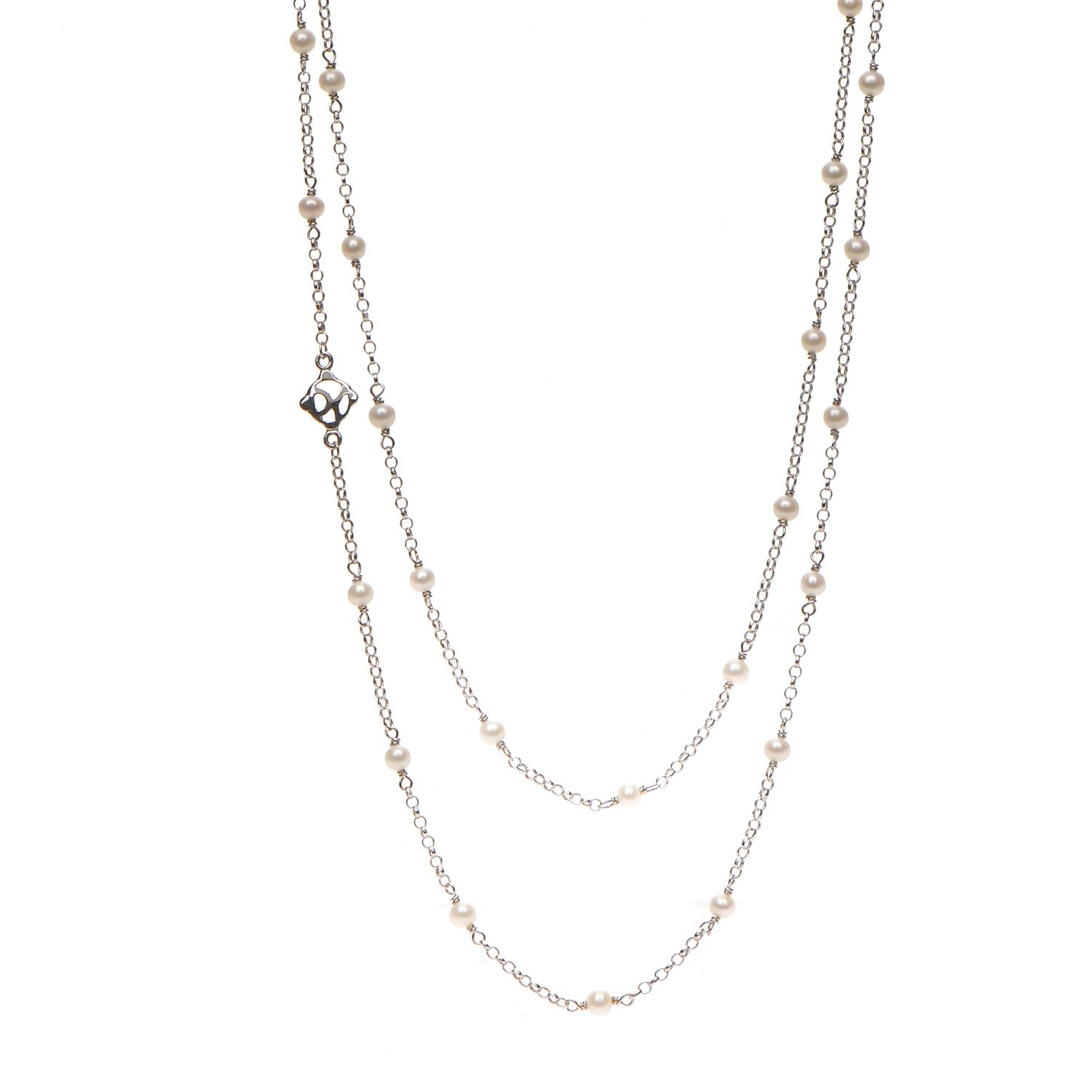 David Yurman Sterling Silver Pearl 3.5mm Chain Necklace 1 of 6