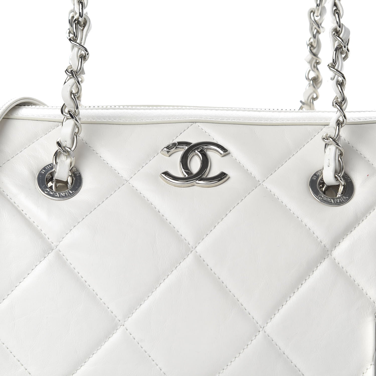 Chanel Calfskin Quilted Small CC Bowling Bag White 927264