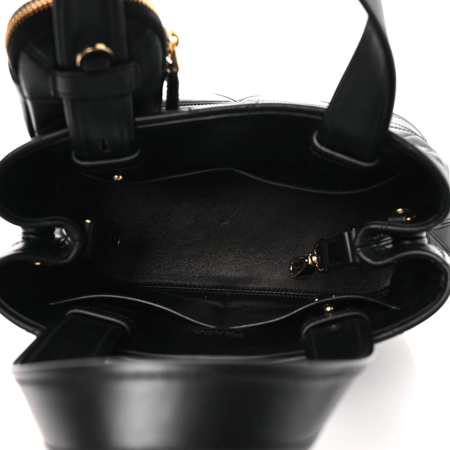 Vitello Triangle Stitched Shopping Tote Black