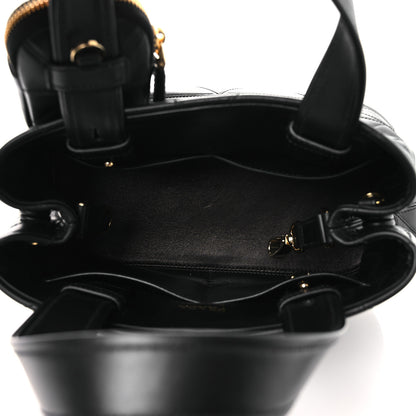 Prada Vitello Triangle Stitched Shopping Tote Black 5 of 10