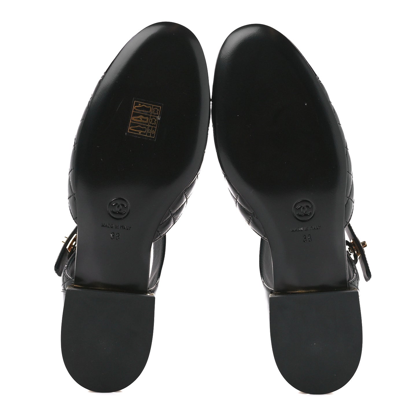 Lambskin Patent Quilted Cap Toe Ballerina Flats 38 Black