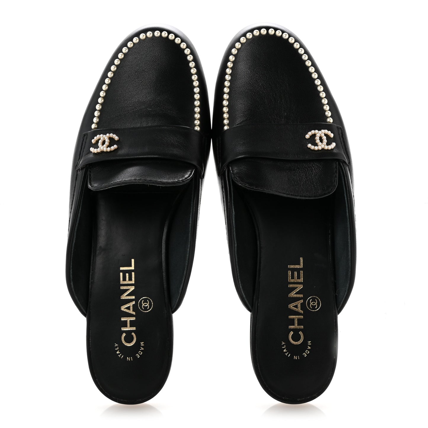 Lambskin Pearl CC Mules 38 Black