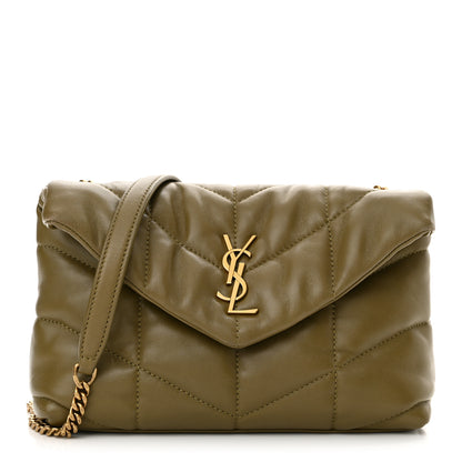 Saint Laurent Lambskin Quilted Toy Loulou Puffer Monogram Chain Satchel Hazel Green 1 of 12