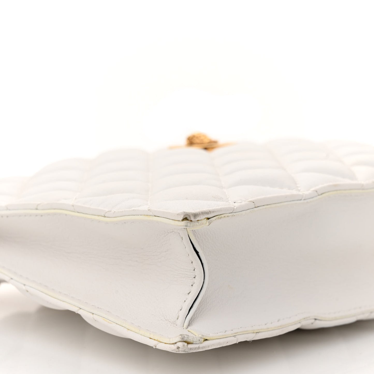 Calfskin Quilted Small Tribute Icon Pouch White