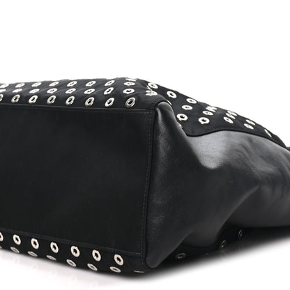 Prada Tessuto Nylon Calfskin Grommet Tote Black 8 of 8