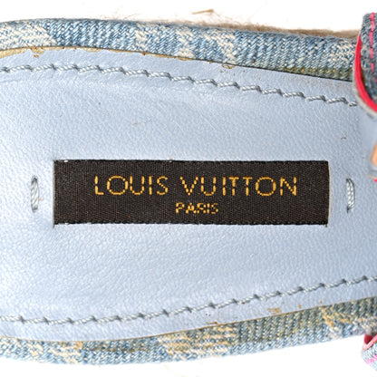 Louis Vuitton Denim Monogram Espadrille Wedge Sandals 39 Blue 7 of 11