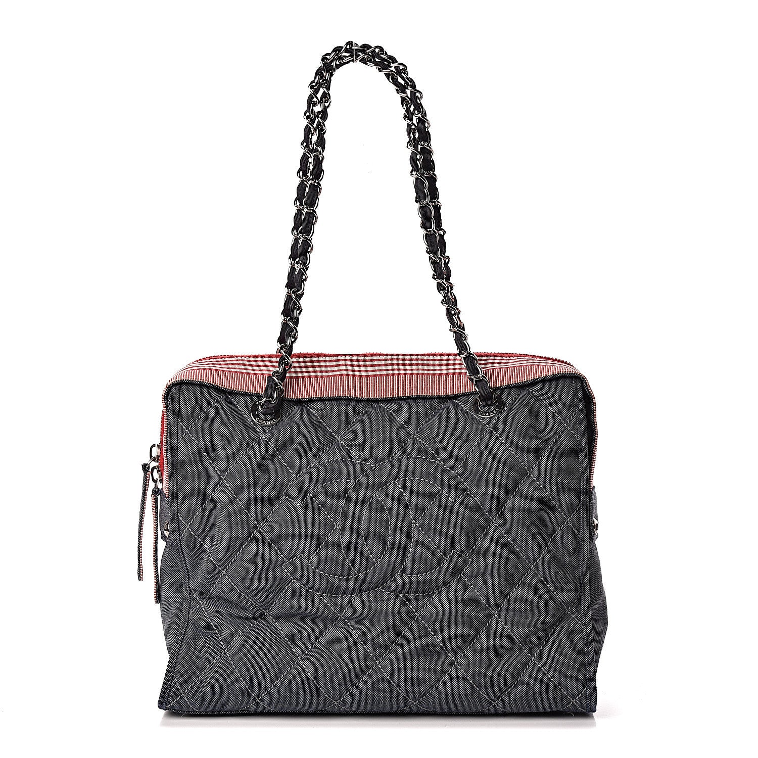 Chanel Denim Quilted CC Tote Blue 1 of 10