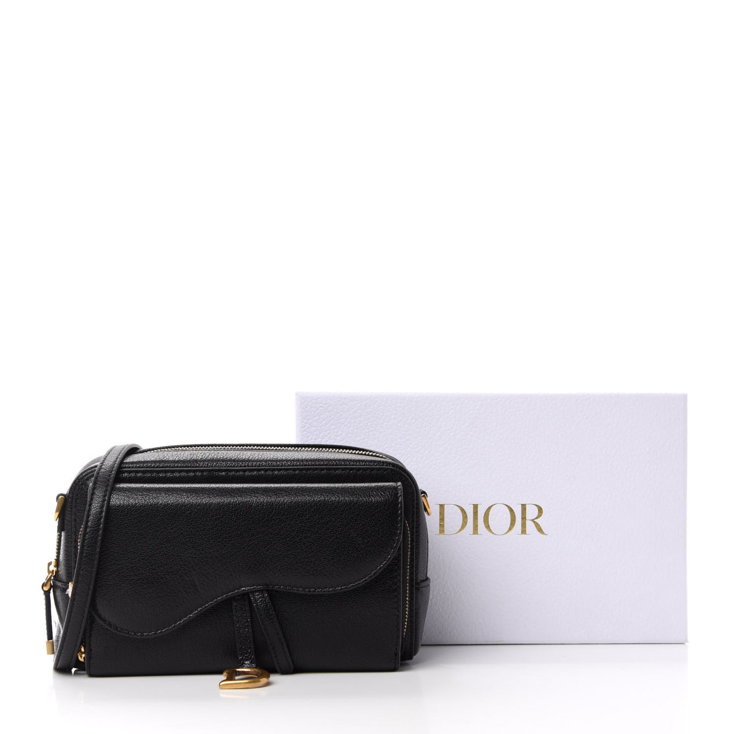 Goatskin Double Saddle Pouch Black