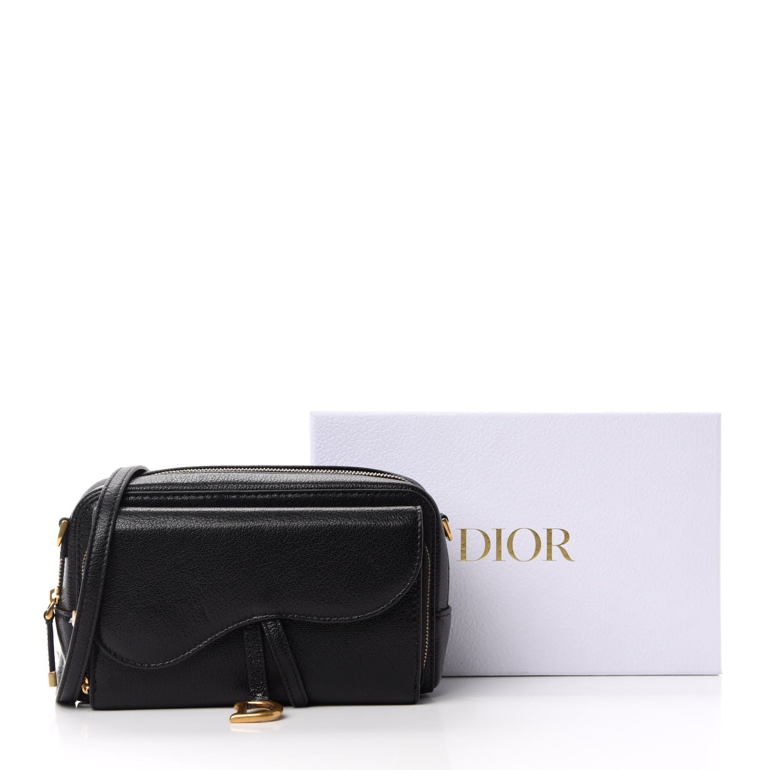 Christian Dior Goatskin Double Saddle Pouch Black 10 of 10