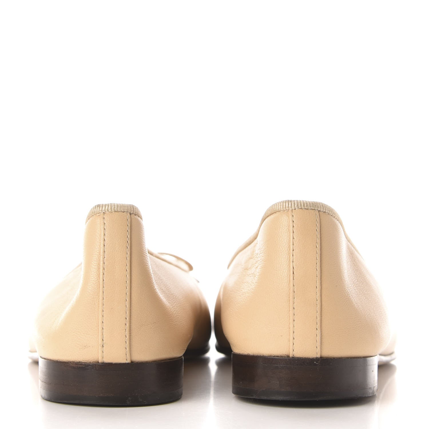 Chanel Lambskin Cap Toe CC Ballerina Flats 36 Beige Black 6 of 10