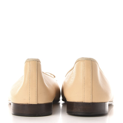 Chanel Lambskin Cap Toe CC Ballerina Flats 36 Beige Black 6 of 10