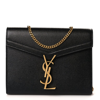 Saint Laurent Grain De Poudre Monogram Cassandra Chain Wallet Black 1 of 10