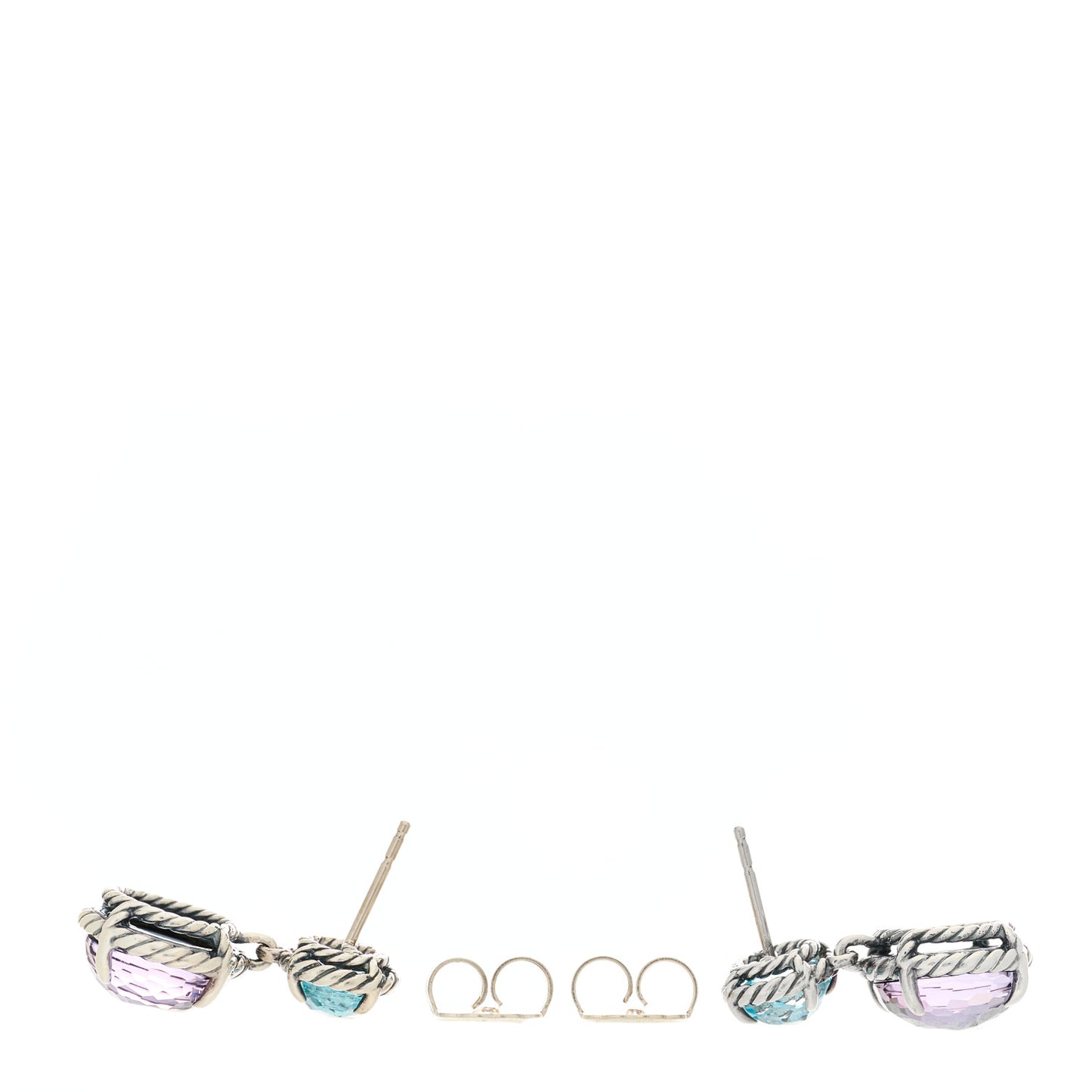 Sterling Silver Black Orchid Blue Topaz Chatelaine Drop Earrings