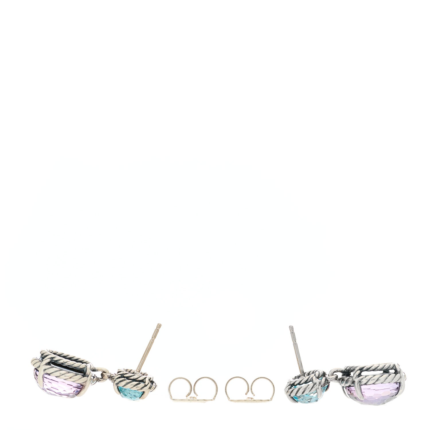 David Yurman Sterling Silver Black Orchid Blue Topaz Chatelaine Drop Earrings 3 of 4
