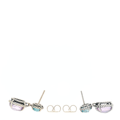David Yurman Sterling Silver Black Orchid Blue Topaz Chatelaine Drop Earrings 3 of 4