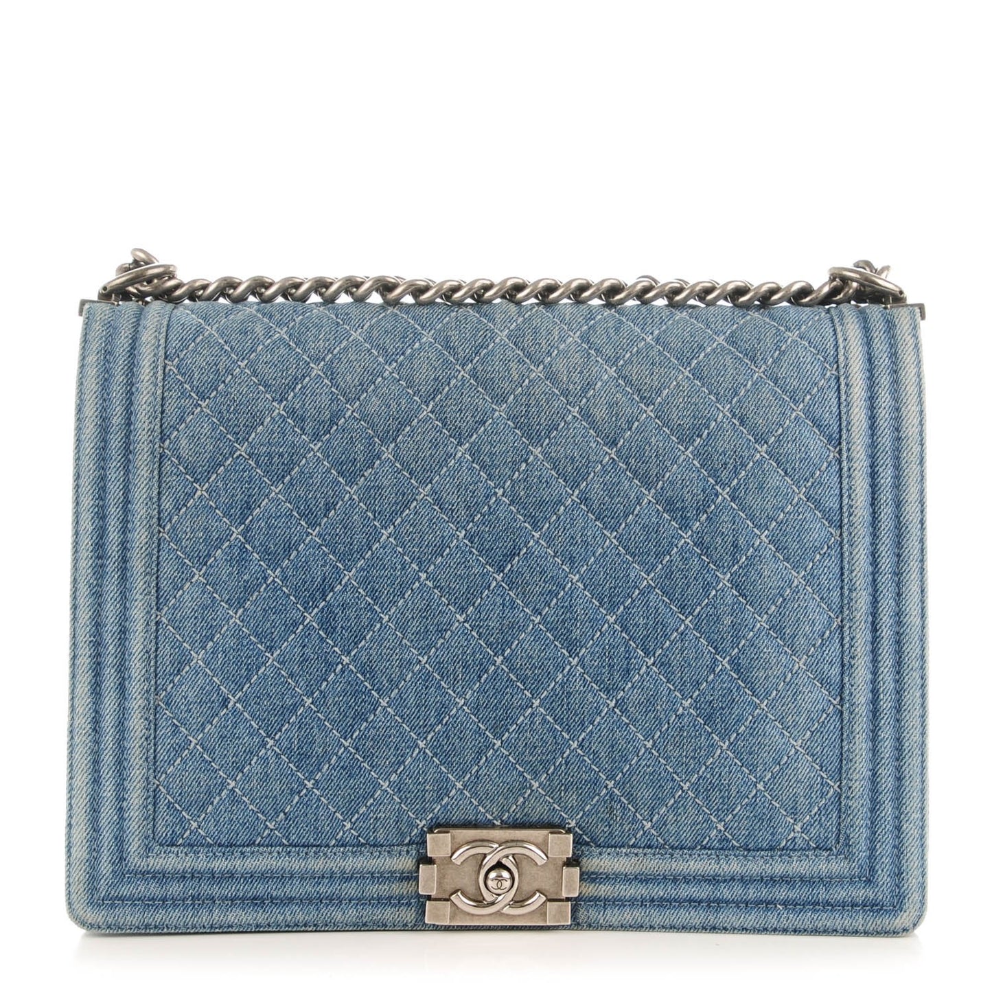 Denim Quilted Large Boy Flap Blue