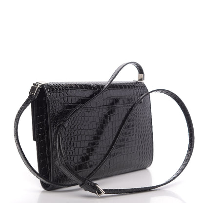 Saint Laurent Calfskin Crocodile Embossed Monogram Uptown Crossbody Black 3 of 9