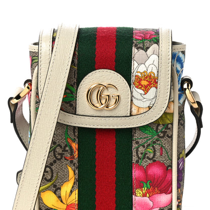 Gucci GG Supreme Monogram Flora Web Ophidia Phone Crossbody Bag White 6 of 8