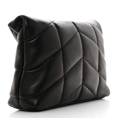 Saint Laurent Lambskin Monogram Loulou Puffer Pouch Clutch Black 3 of 7