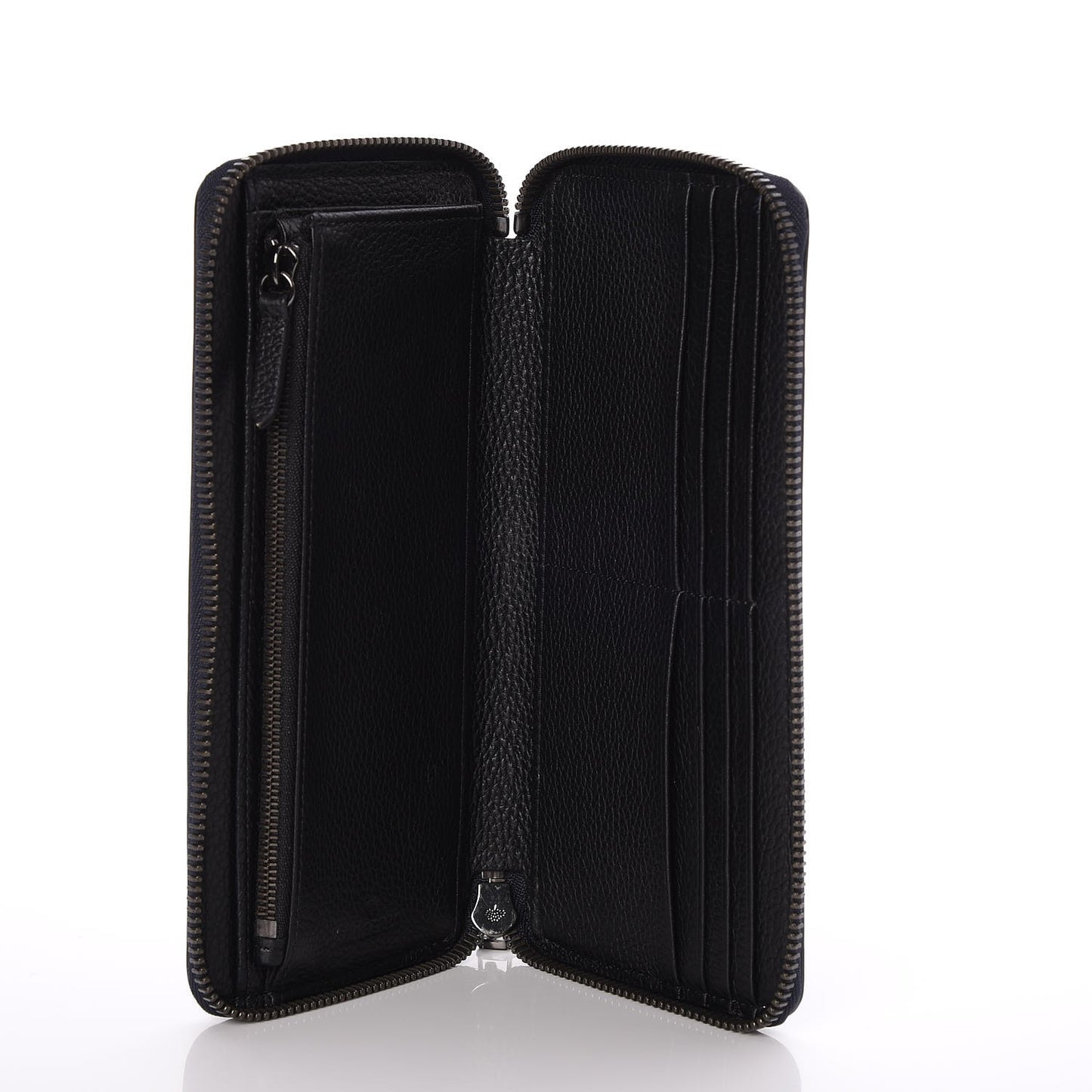 Silky Calf Zip Around Coat Wallet Midnight Black