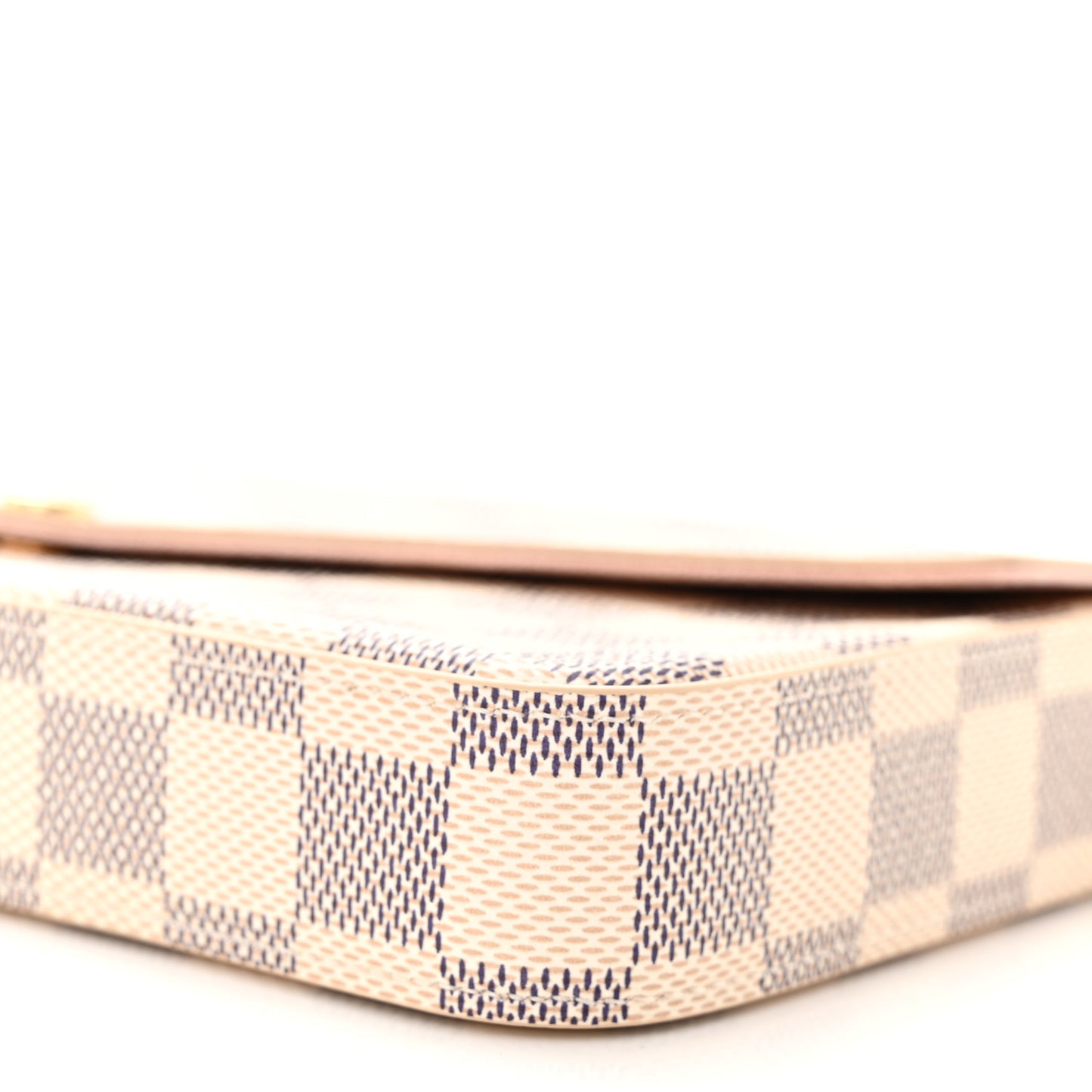 Damier Azur Pochette Felicie Chain Wallet Rose Ballerine
