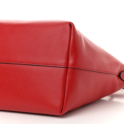 Prada Glace Calfskin Embossed Logo Tote Rosso 11 of 11