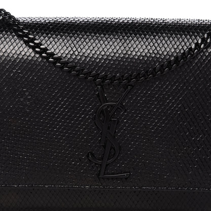 Saint Laurent Calfskin Snakeskin Effect Medium Classic Monogram Kate Satchel Black 10 of 10
