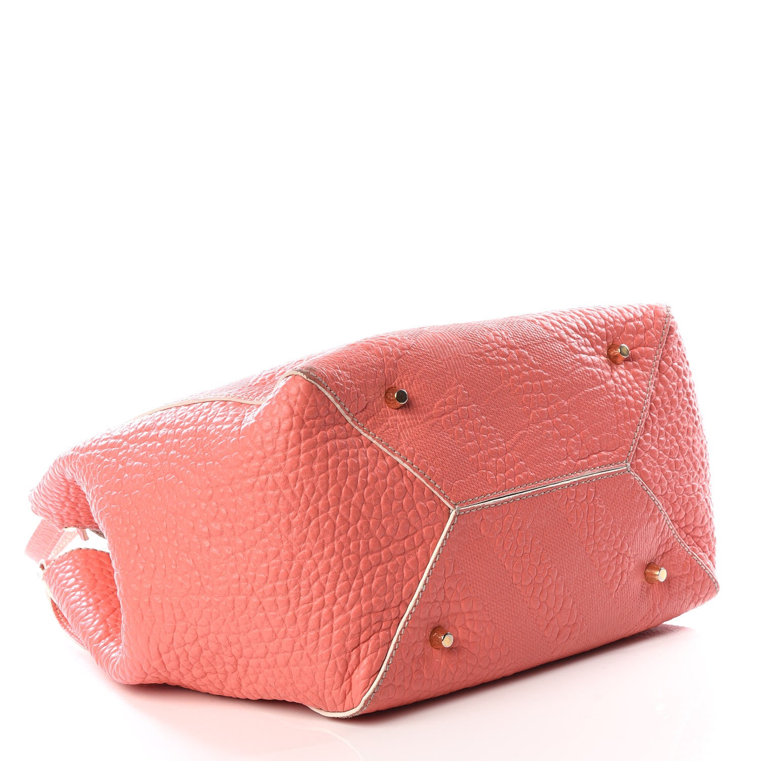 Burberry Signature Grain Calfskin Check Embossed Small Canterbury Tote Rose Pink 3 of 10