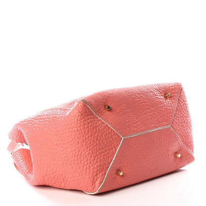 Burberry Signature Grain Calfskin Check Embossed Small Canterbury Tote Rose Pink 3 of 10