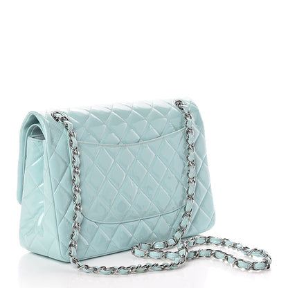 Chanel Patent Calfskin Quilted Jumbo Double Flap Light Green 3 of 11