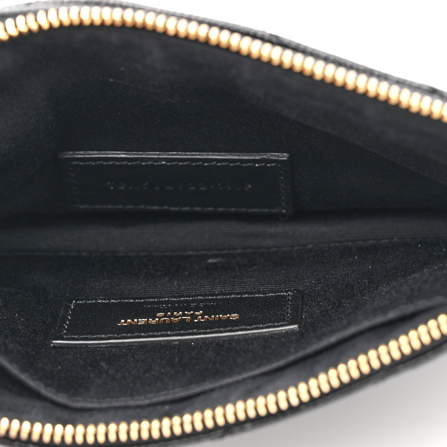 Saint Laurent Grain De Poudre Chevron Monogram Bill Pouch Black 5 of 9