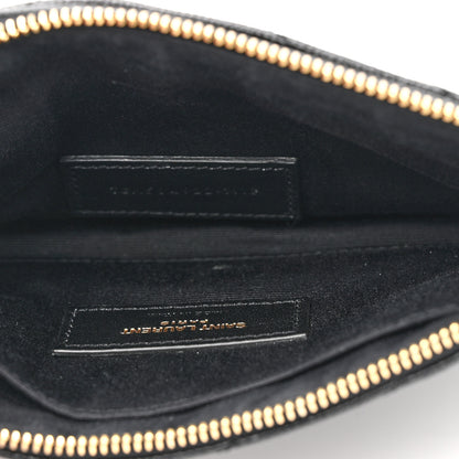 Saint Laurent Grain De Poudre Chevron Monogram Bill Pouch Black 5 of 9